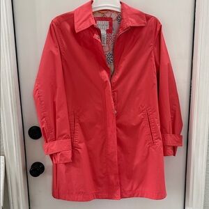 Classic Coral Button-Front Lightweight Jacket